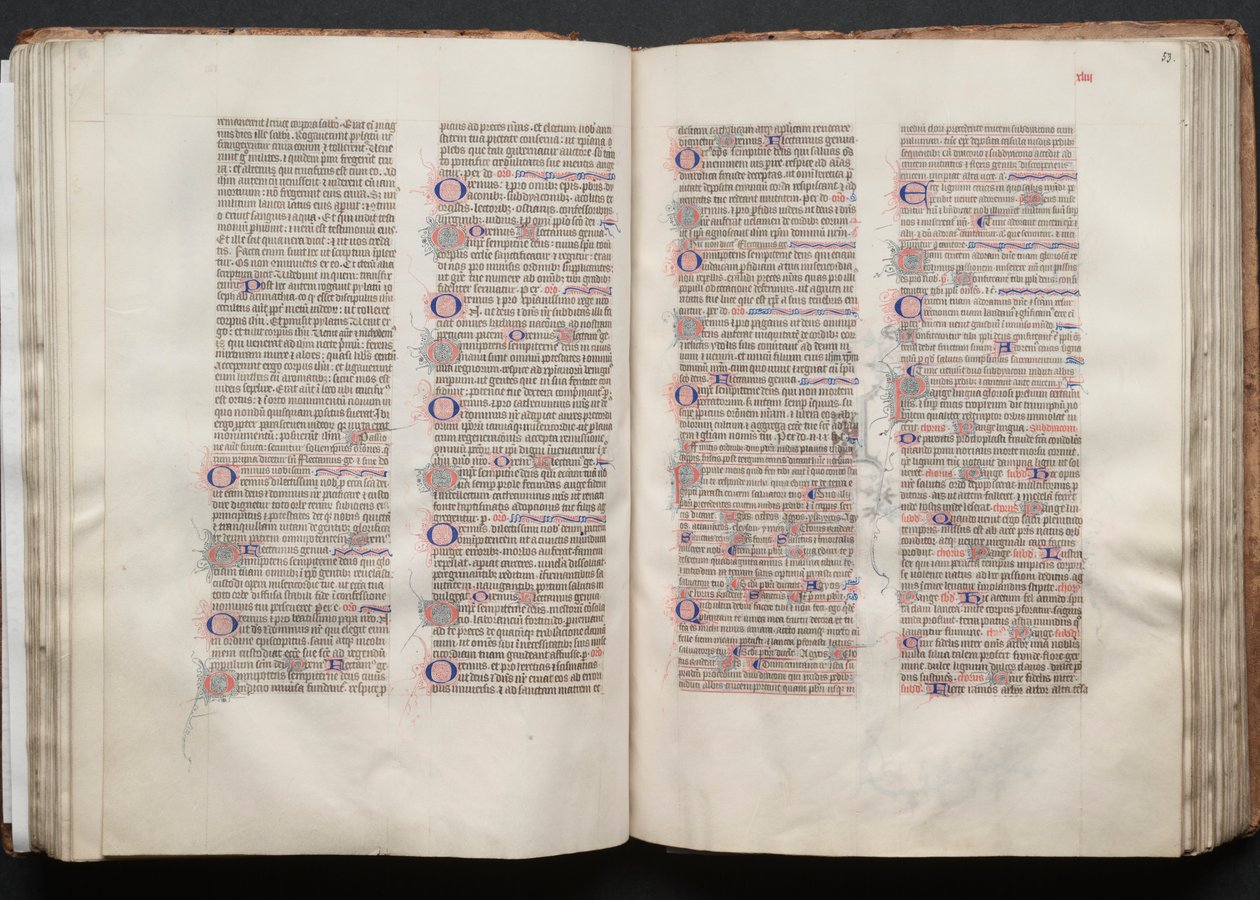 A Gotha Misekönyv: Fol. 52v, szöveg, c. 1375. alkotó: Master of the Boqueteaux