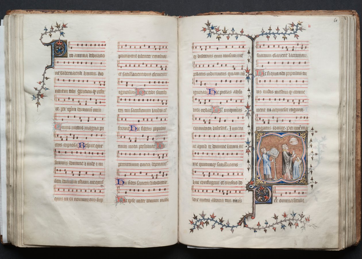 A Gotha Misekönyv: Fol. 60v, szöveg, c. 1375. alkotó: Master of the Boqueteaux