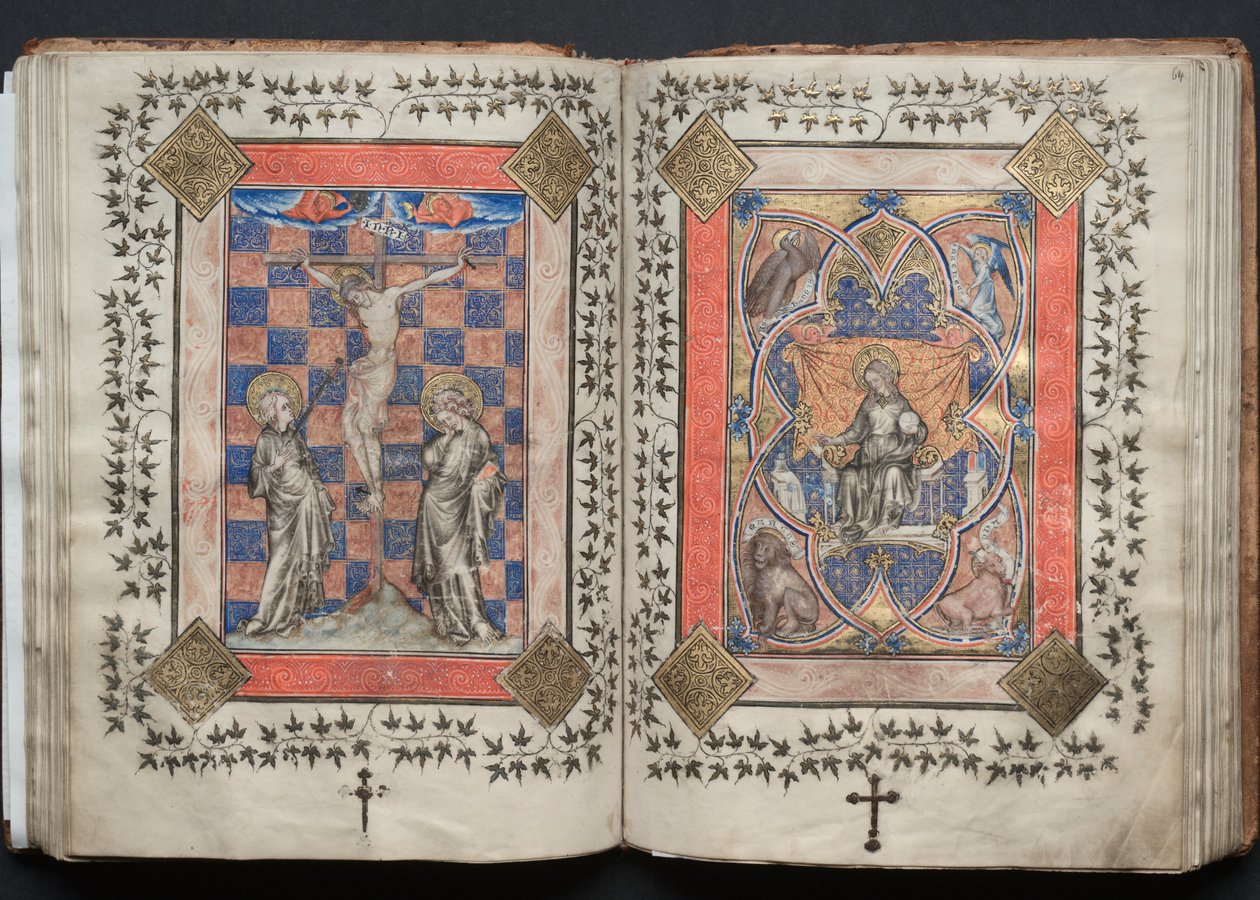 A Gotha Misekönyv: Fol. 63v, Keresztre feszítés, c. 1375. alkotó: Master of the Boqueteaux