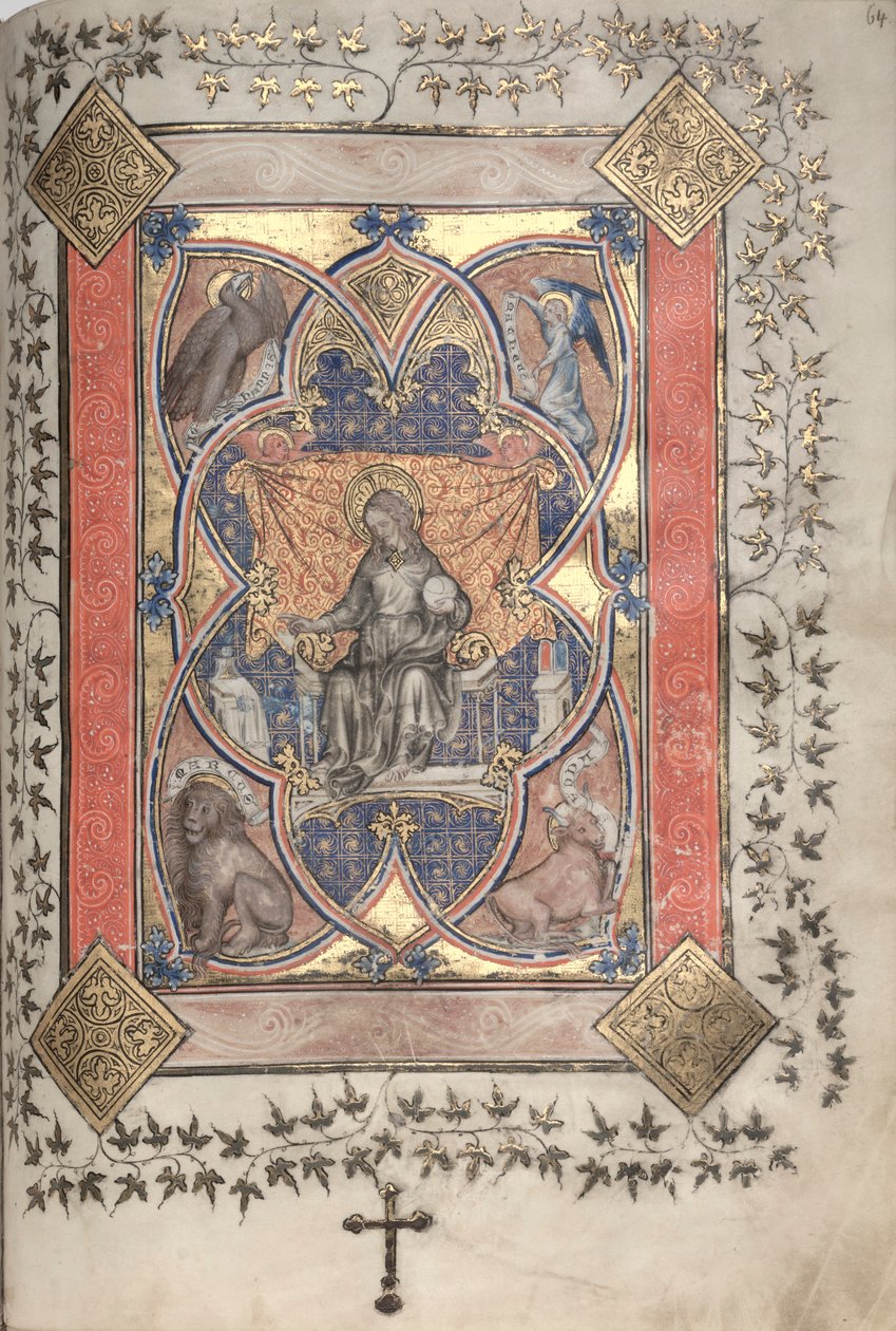A Gotha Misekönyv: Fol. 64r, Krisztus a felségben, c. 1375. alkotó: Master of the Boqueteaux
