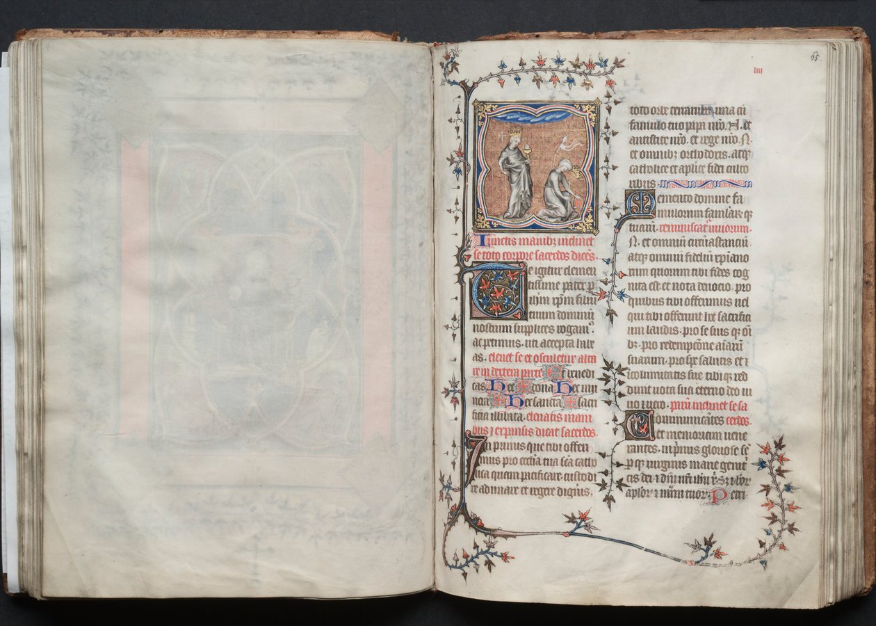 A Gotha Misekönyv: Fol. 64v, szöveg, c. 1375. alkotó: Master of the Boqueteaux