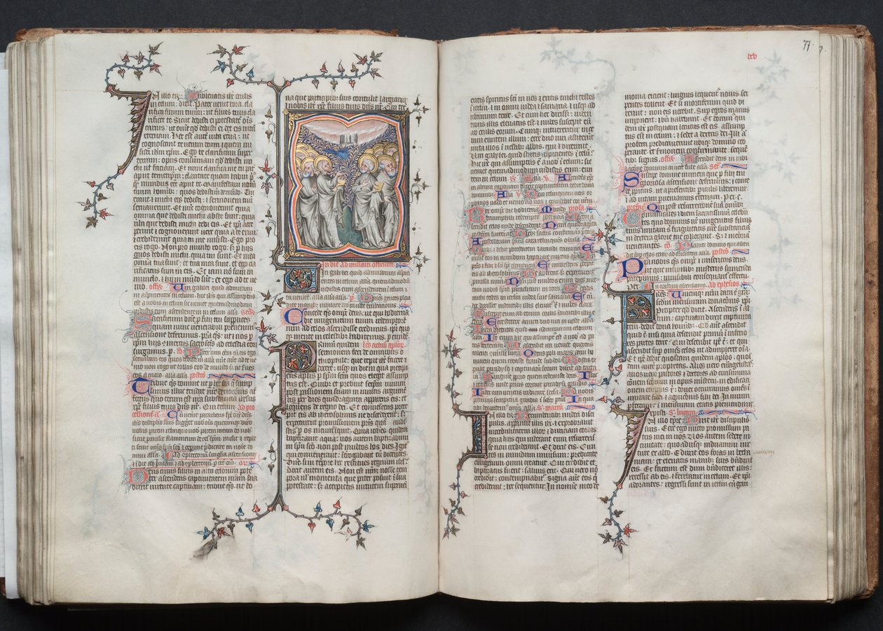 A Gotha Misekönyv: Fol. 76v, A felemelkedés, c. 1375. alkotó: Master of the Boqueteaux