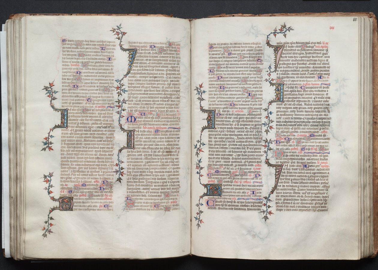 A Gotha Misekönyv: Fol. 80v, szöveg, c. 1375. alkotó: Master of the Boqueteaux