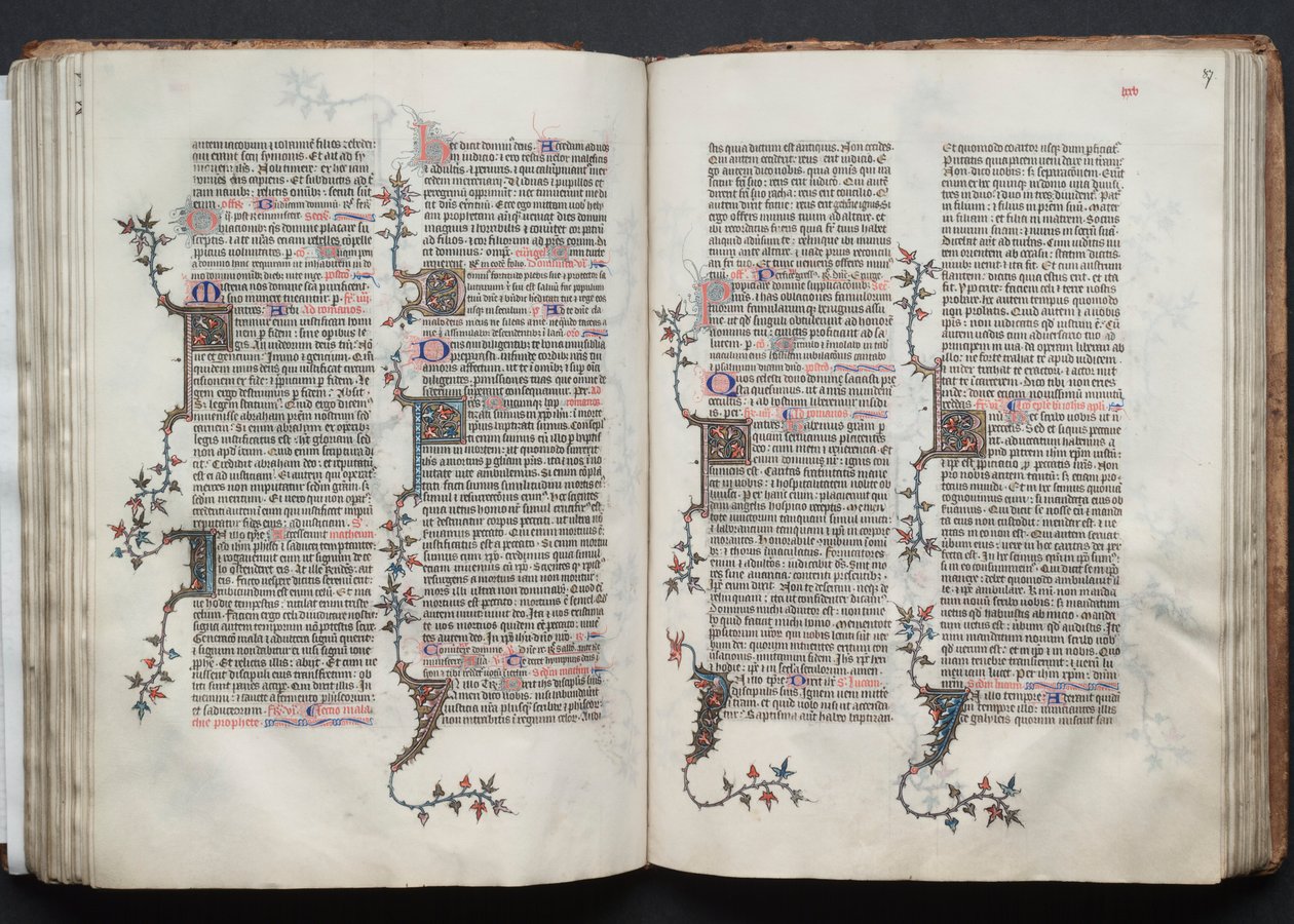 A Gotha Misekönyv: Fol. 86v, szöveg, c. 1375. alkotó: Master of the Boqueteaux