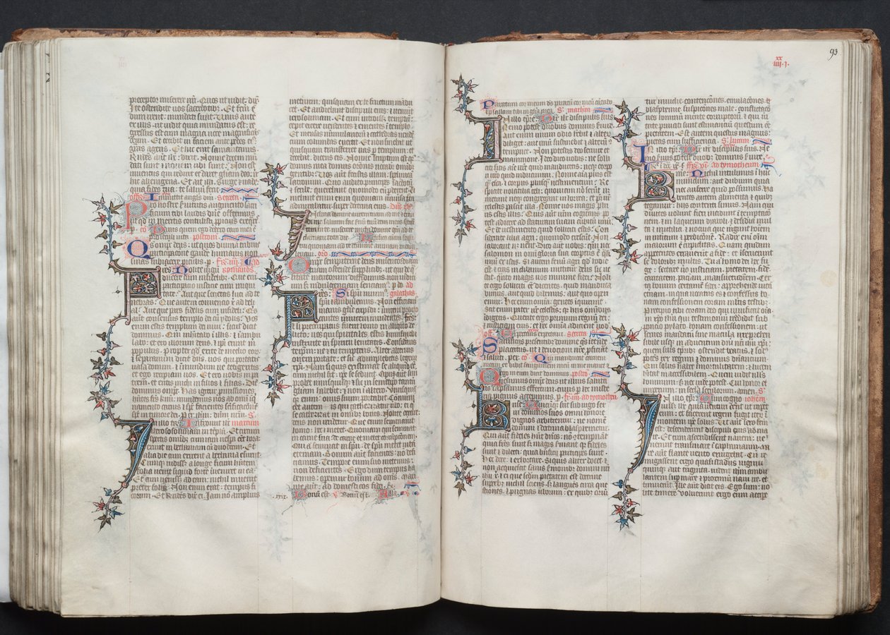 A Gotha Misekönyv: Fol. 92v, szöveg, c. 1375. alkotó: Master of the Boqueteaux