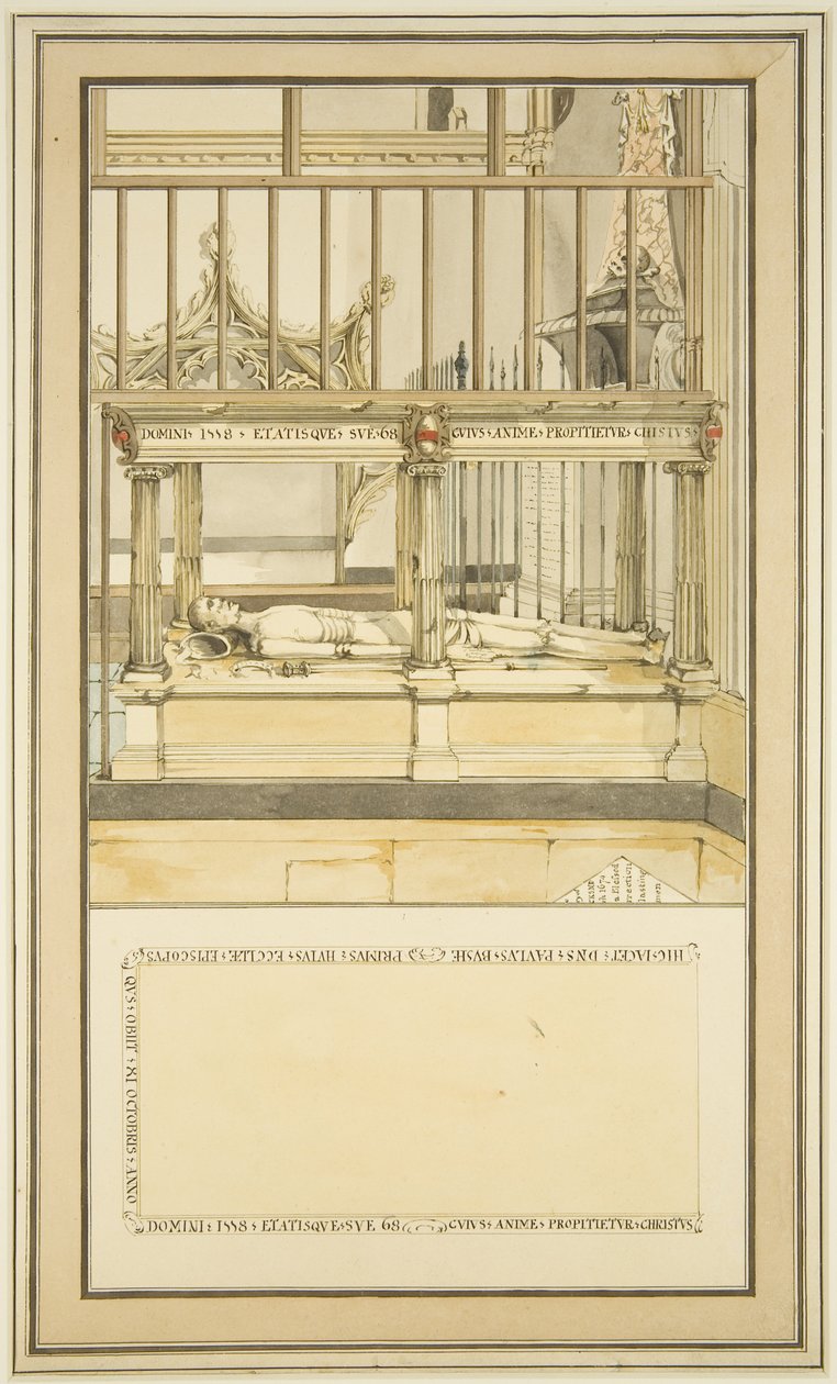 Paul Bush püspök sírja a bristoli katedrálisban, 1799 körül (akvarell, papír) alkotó: Master of the Bristol Church Monuments