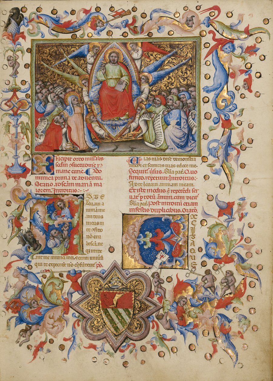 Krisztus a felségben; A kezdet: Egy ember, aki lelkét Istenhez emeli alkotó: Master of the Brussels Initials