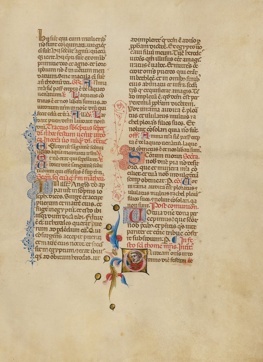 G kezdőbetű: Szent Tamás Becket alkotó: Master of the Brussels Initials