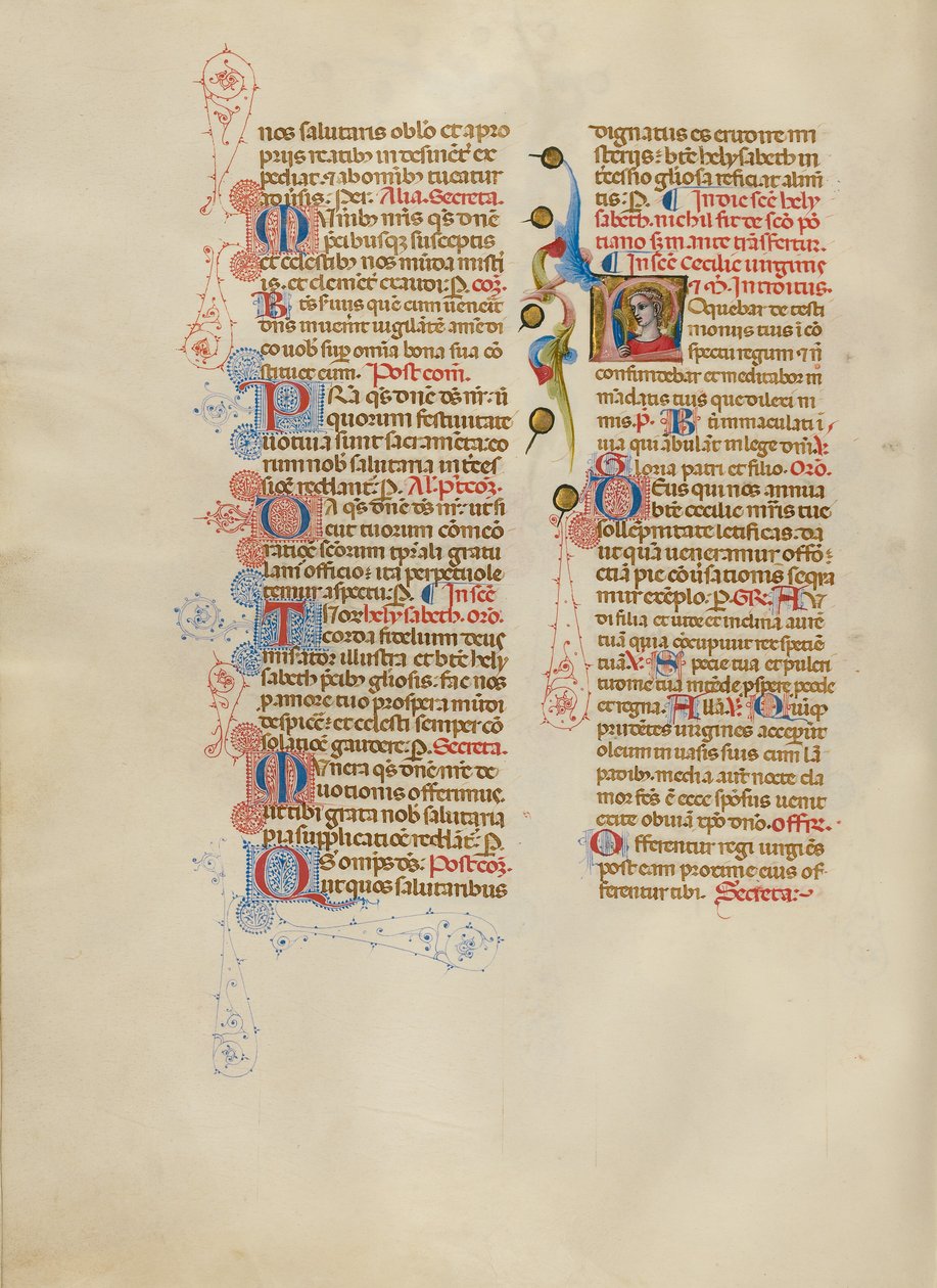 L kezdőbetű: Szent Cecília alkotó: Master of the Brussels Initials