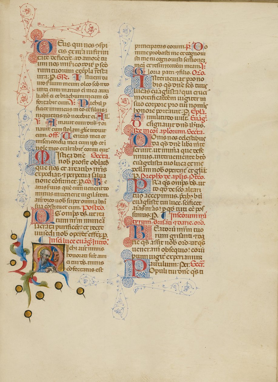 M kezdőbetű: Szent Lukács alkotó: Master of the Brussels Initials