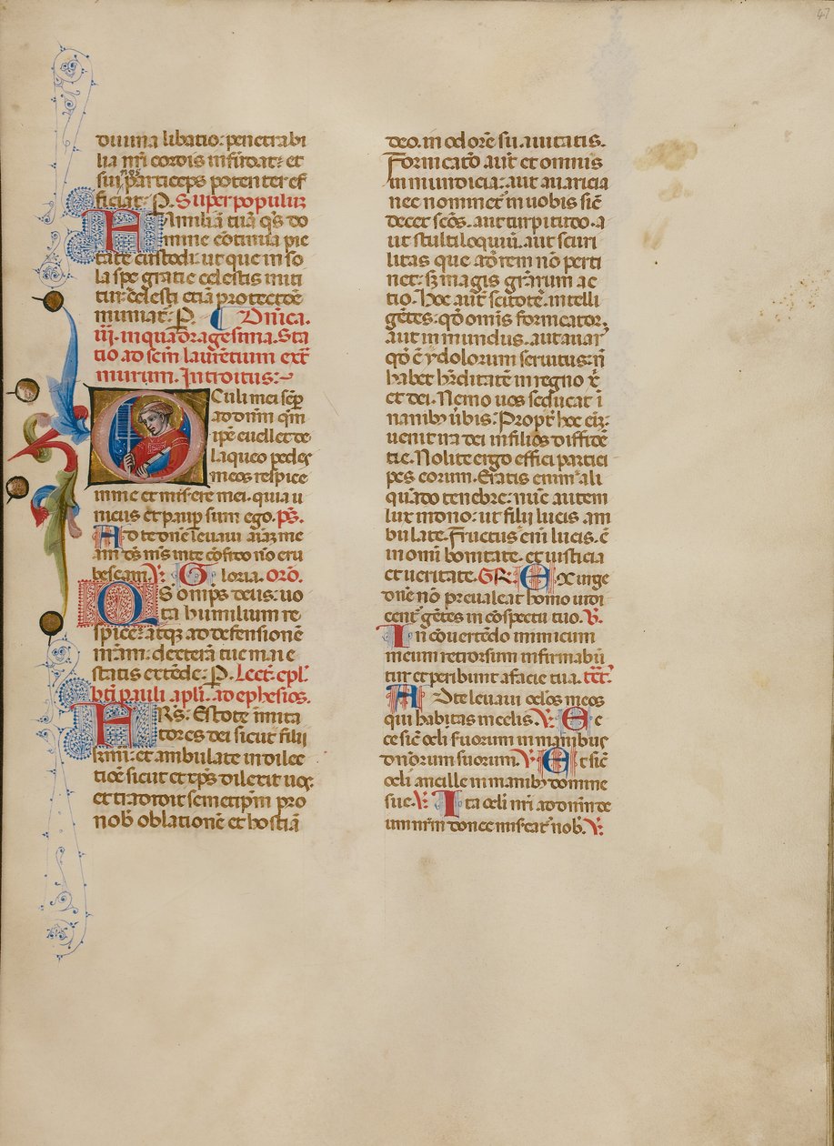 Kezdőbetű O: Saint Lawrence alkotó: Master of the Brussels Initials