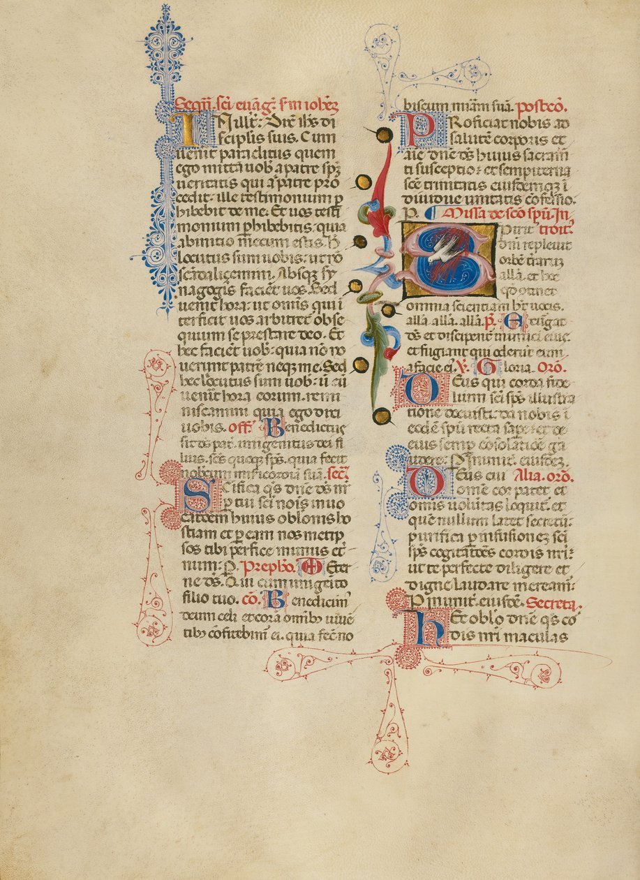 Kezdeti S: A Szentlélek galambja alkotó: Master of the Brussels Initials