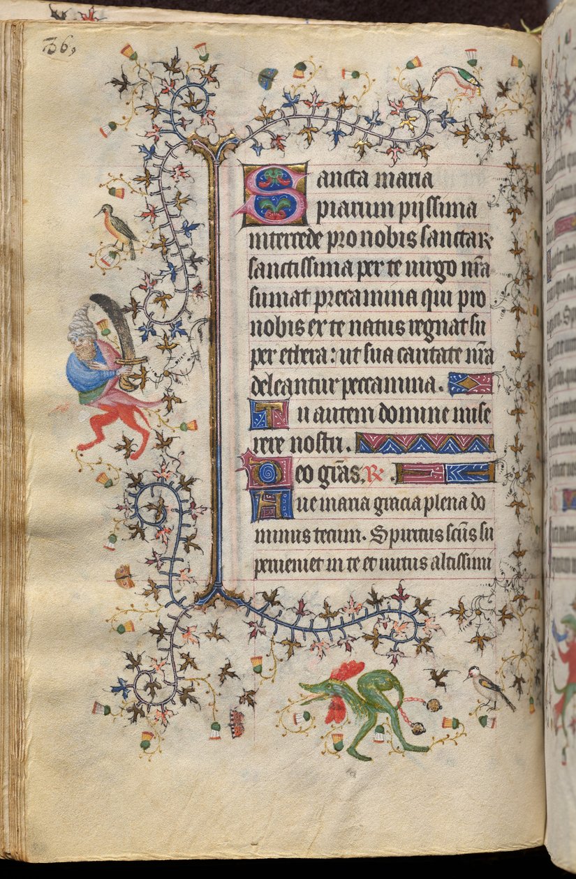Nemes Károly, Navarra királyának (1361-1425) órái: fol. 43v, Szöveg alkotó: Master of the Brussels Initials and Associates