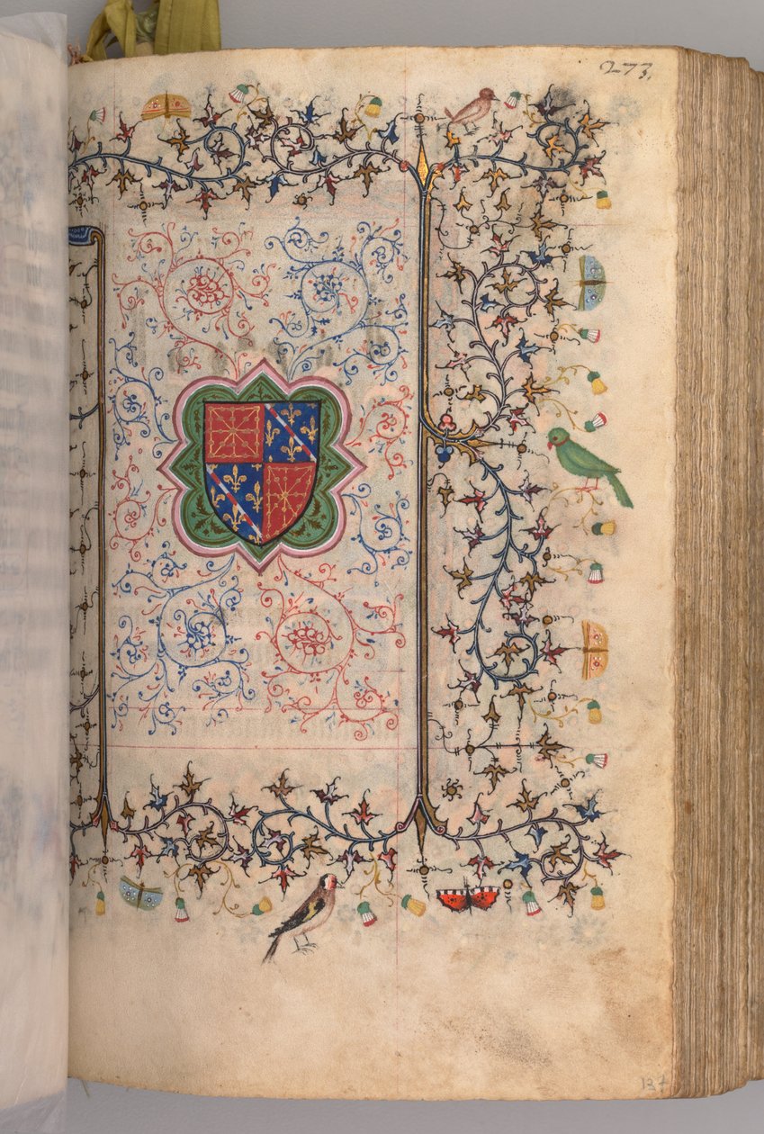 Nemes Károly navarrai király órái 1361-1425: fol. 137r, Címer..., c. 1405. alkotó: Master of the Brussels Initials and Associates