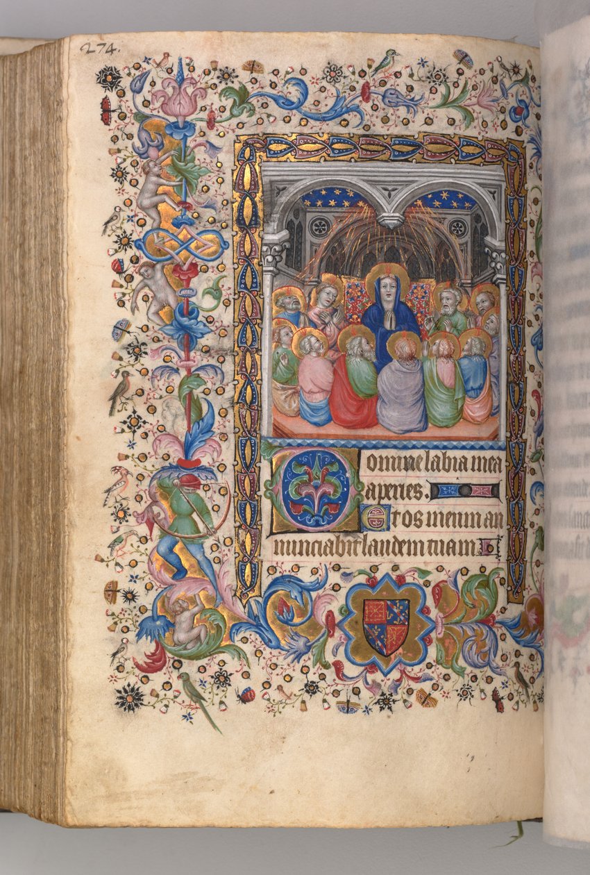 Nemes Károly navarrai király órái 1361-1425: fol. 137v, Pünkösd, c. 1405. alkotó: Master of the Brussels Initials and Associates