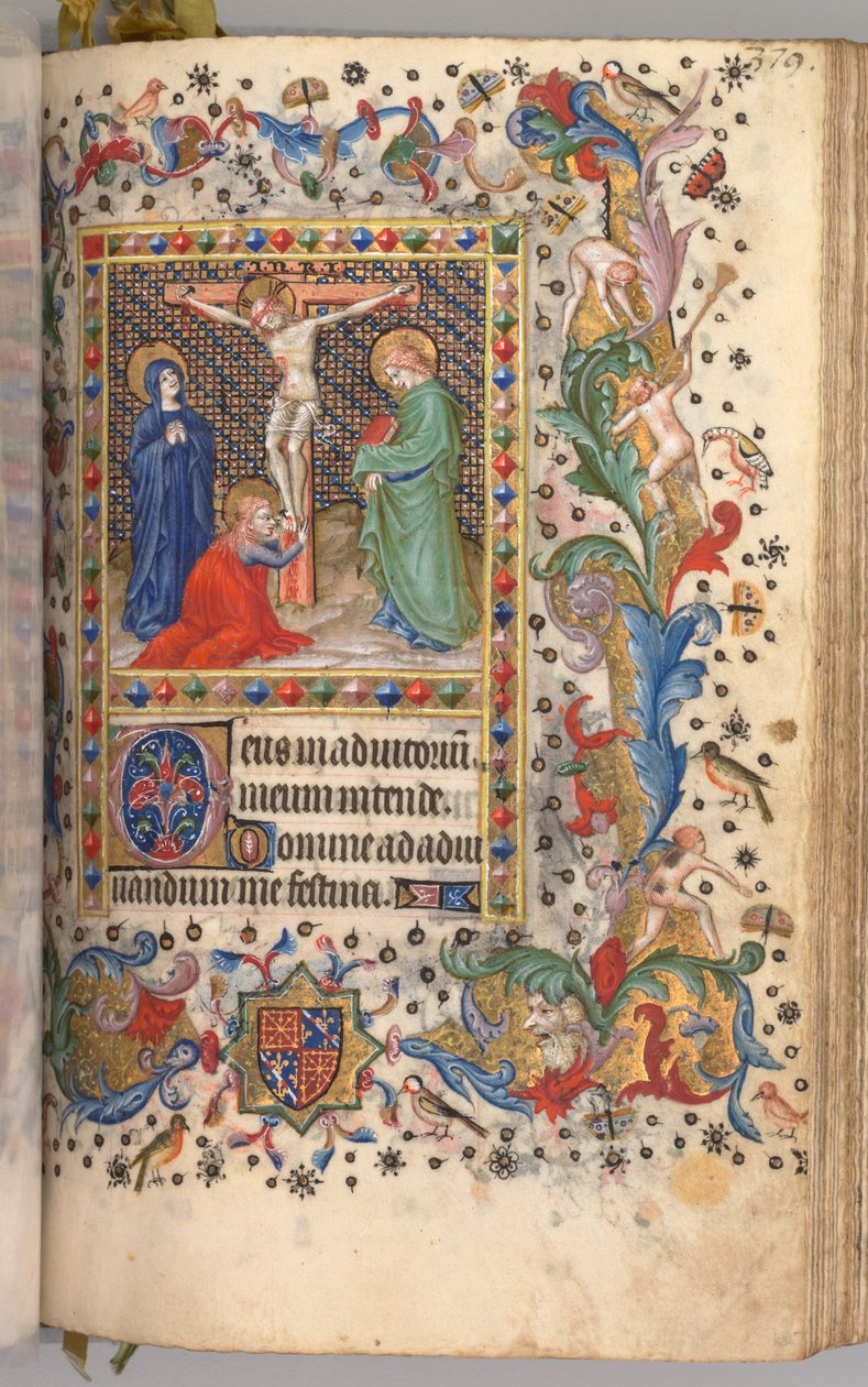 Nemes Károly navarrai király órái 1361-1425: fol. 185r, Keresztre feszítés, c. 1405. alkotó: Master of the Brussels Initials and Associates