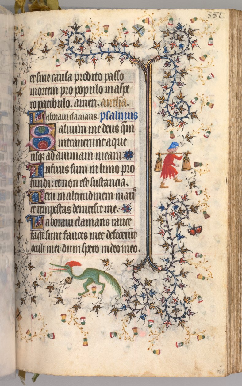 Nemes Károly navarrai király órái 1361-1425: fol. 186r, Szöveg, c. 1405. alkotó: Master of the Brussels Initials and Associates
