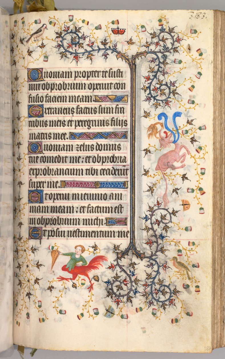 Nemes Károly navarrai király órái 1361-1425: fol. 187r, Szöveg, c. 1405. alkotó: Master of the Brussels Initials and Associates