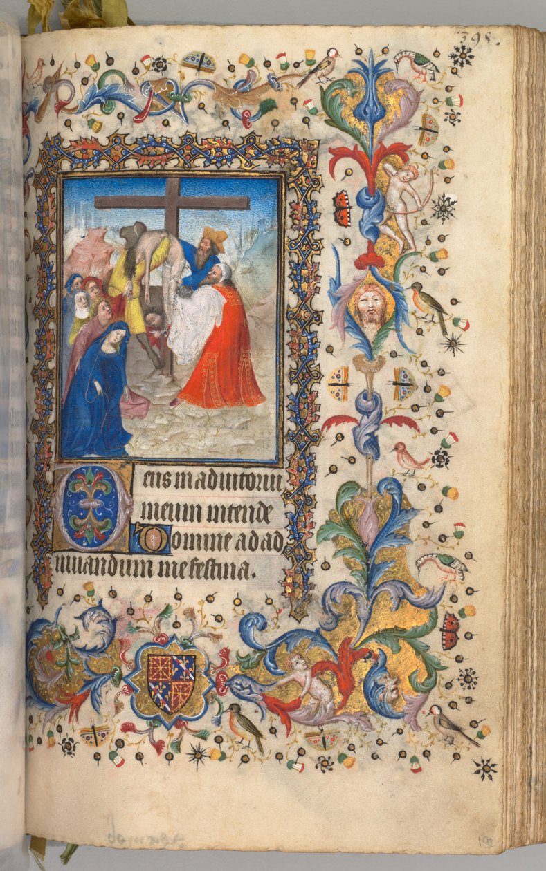 Nemes Károly navarrai király órái 1361-1425: fol. 192r, Leszállás a keresztről, c. 1405. alkotó: Master of the Brussels Initials and Associates