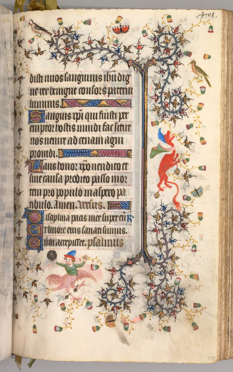 Nemes Károly navarrai király órái 1361-1425: fol. 195r, Szöveg, c. 1405. alkotó: Master of the Brussels Initials and Associates