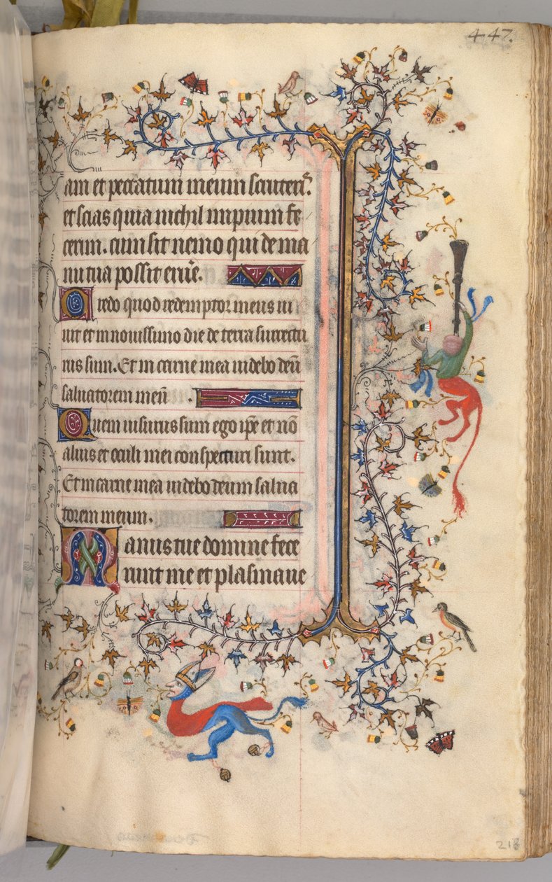Nemes Károly navarrai király órái 1361-1425: fol. 218r, Szöveg, c. 1405. alkotó: Master of the Brussels Initials and Associates