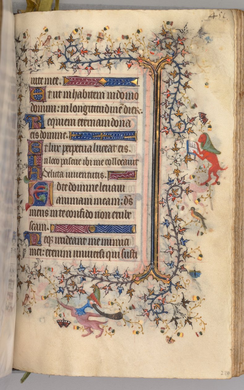Nemes Károly navarrai király órái 1361-1425: fol. 220r, Szöveg, c. 1405. alkotó: Master of the Brussels Initials and Associates