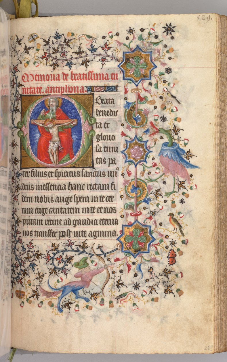 Nemes Károly navarrai király órái 1361-1425: fol. 259r, A Szentháromság, c. 1405. alkotó: Master of the Brussels Initials and Associates