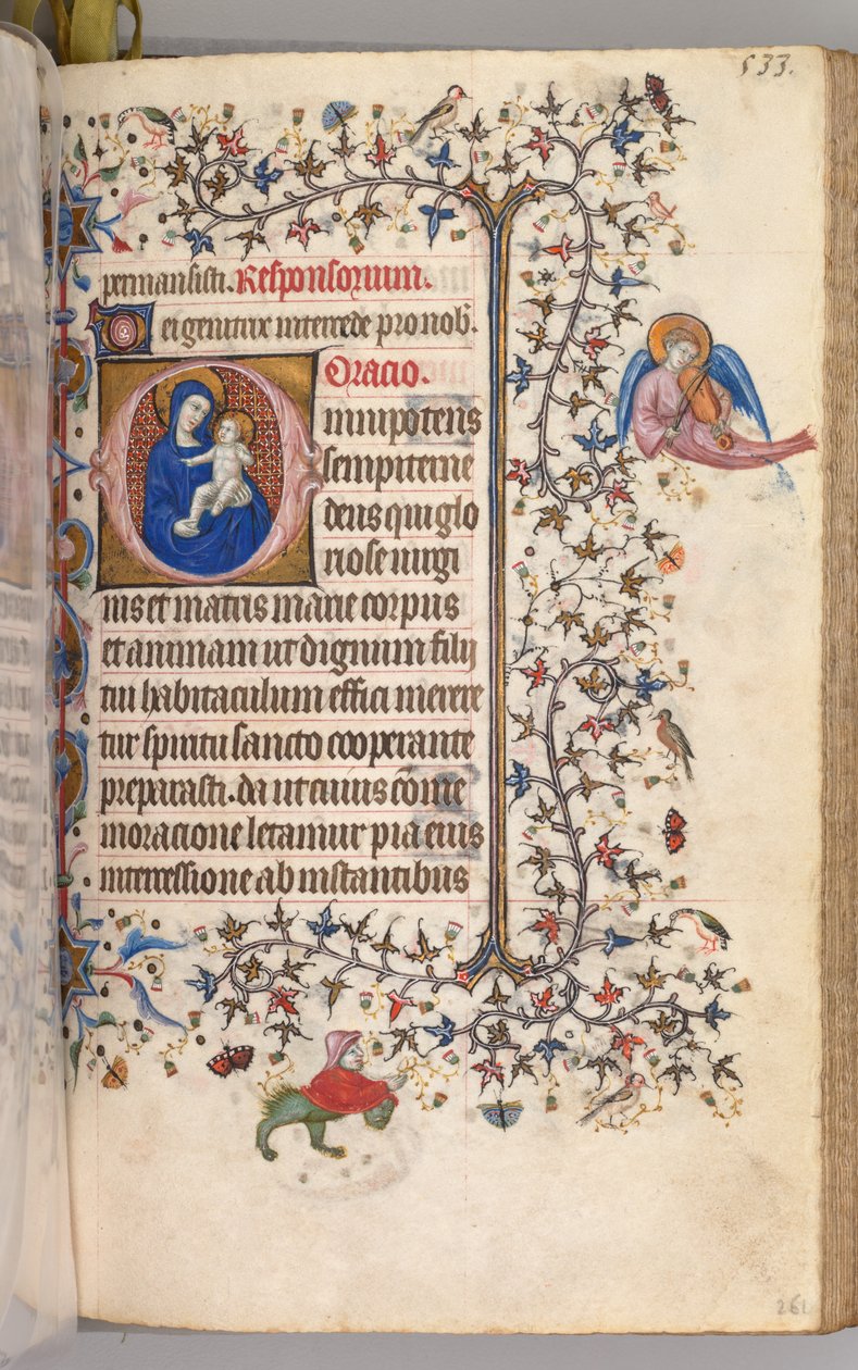 Nemes Károly navarrai király órái 1361-1425: fol. 261r, Szűz és gyermek, c. 1405. alkotó: Master of the Brussels Initials and Associates