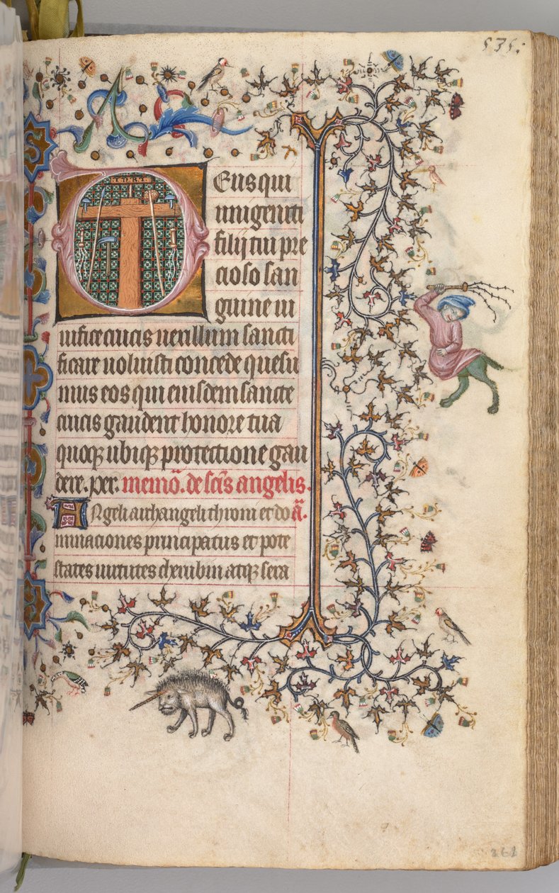 Nemes Károly navarrai király órái 1361-1425: fol. 262r, A passió hangszerei, c. 1 alkotó: Master of the Brussels Initials and Associates