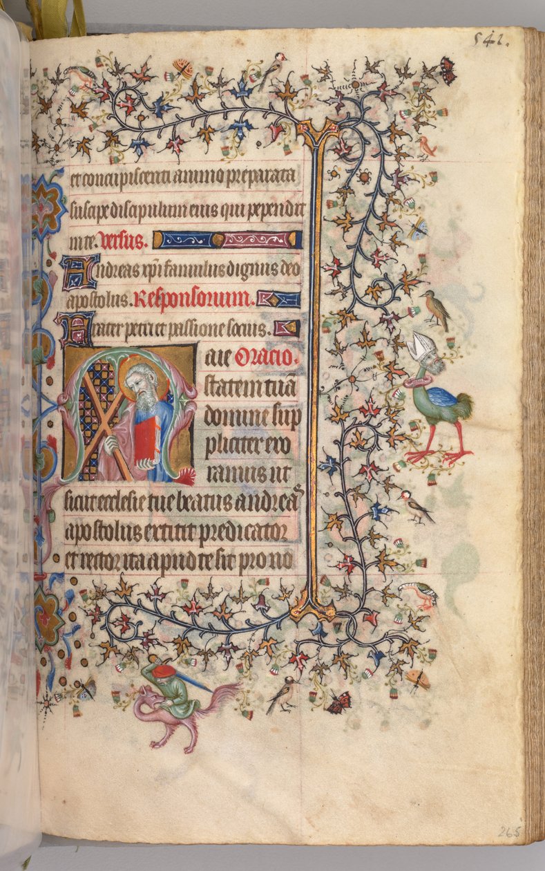 Nemes Károly navarrai király órái 1361-1425: fol. 265r, Szent András, c. 1405. alkotó: Master of the Brussels Initials and Associates