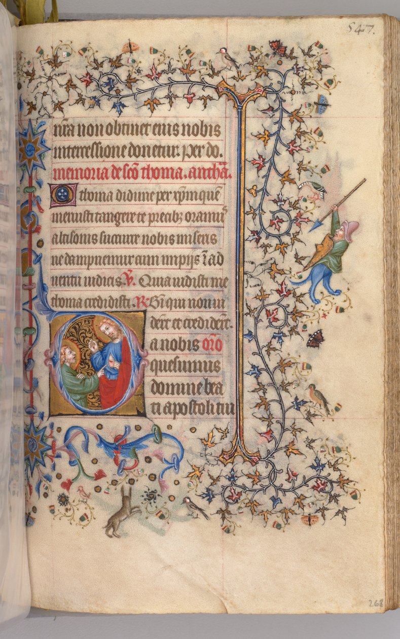 Nemes Károly navarrai király órái 1361-1425, fol. 268r, Szent Tamás, c. 1405. alkotó: Master of the Brussels Initials and Associates