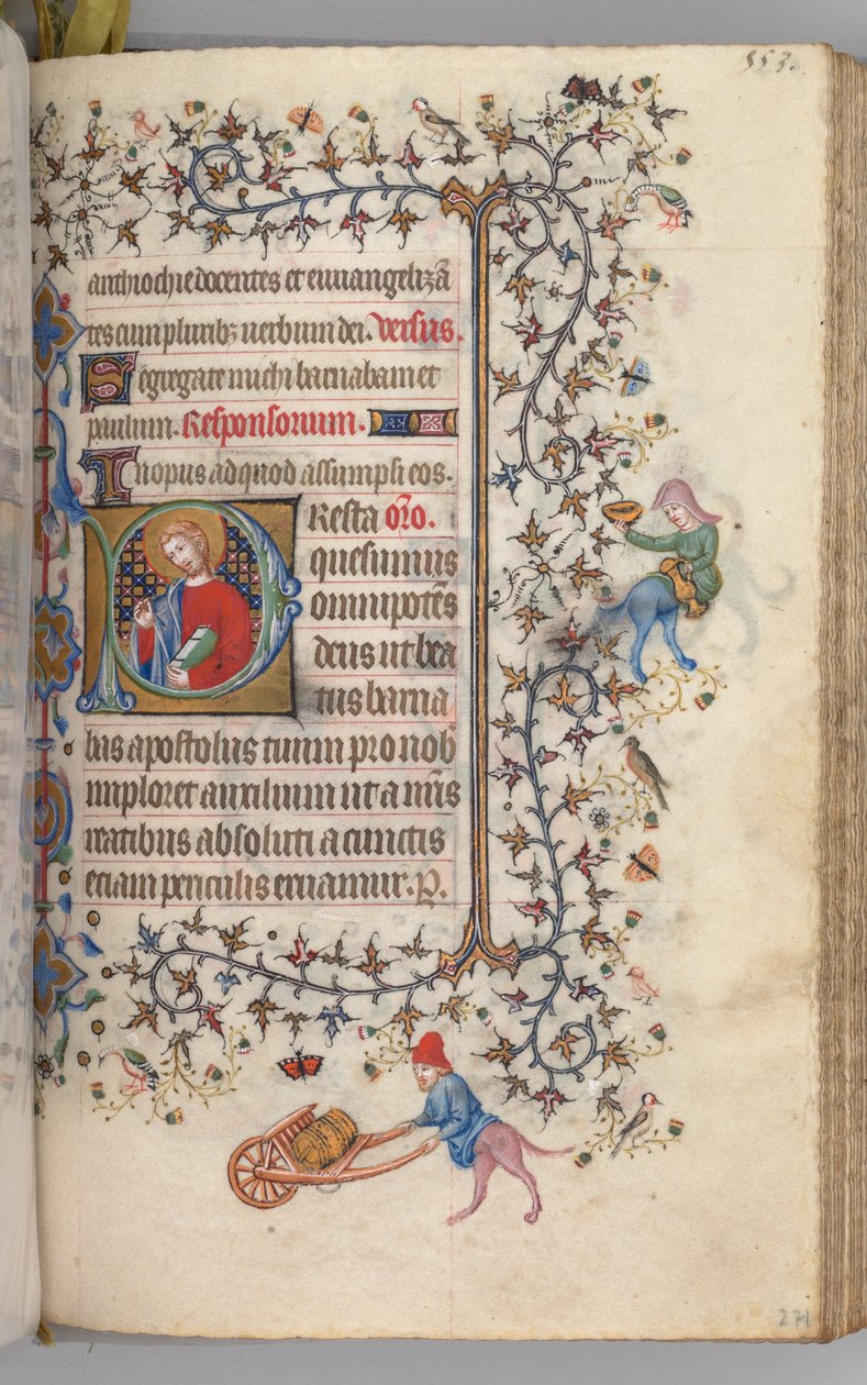 Nemes Károly navarrai király órái 1361-1425, , fol. 271r, St. Barnabus, c. 1405. alkotó: Master of the Brussels Initials and Associates
