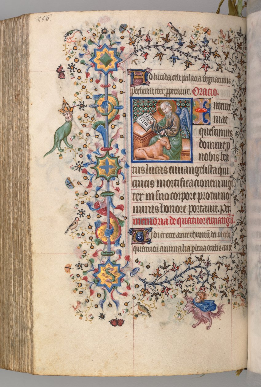 Nemes Károly navarrai király órái 1361-1425, , fol. 272v, Szent Lukács, c. 1405. alkotó: Master of the Brussels Initials and Associates