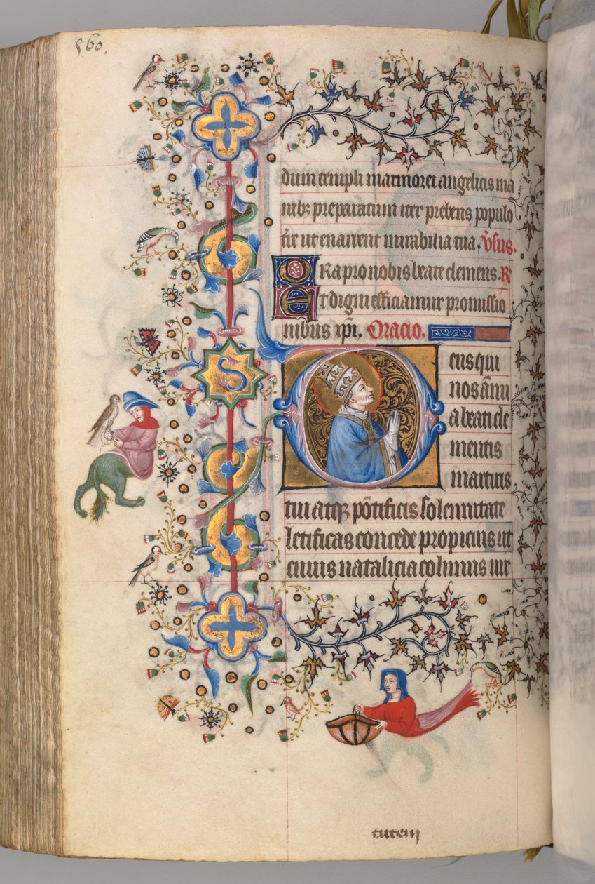 Nemes Károly navarrai király órái 1361-1425, , fol. 274v, Szent Kelemen, c. 1405. alkotó: Master of the Brussels Initials and Associates