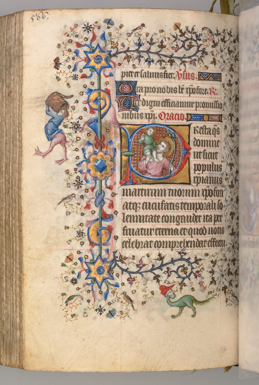 Nemes Károly navarrai király órái 1361-1425, fol. 277v, Szent Kristóf, c. 1405. alkotó: Master of the Brussels Initials and Associates