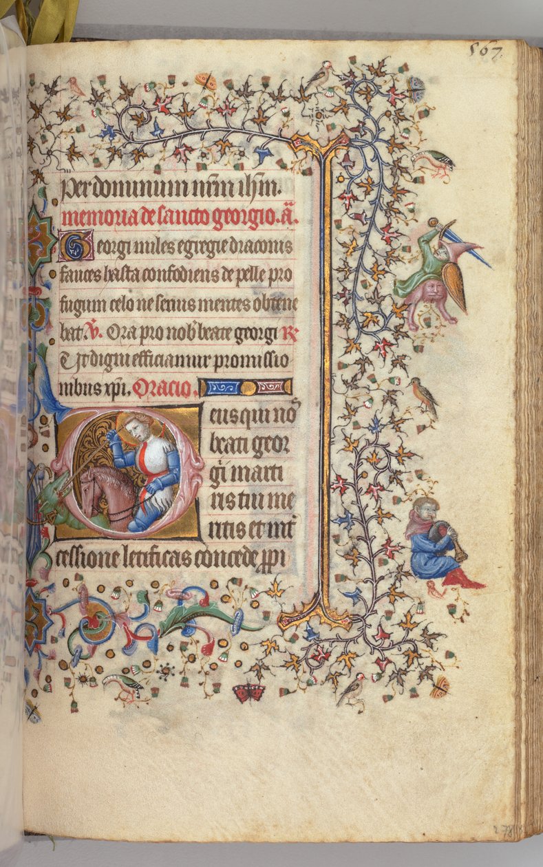 Nemes Károly navarrai király órái 1361-1425, fol. 278r, Szent György, c. 1405. alkotó: Master of the Brussels Initials and Associates