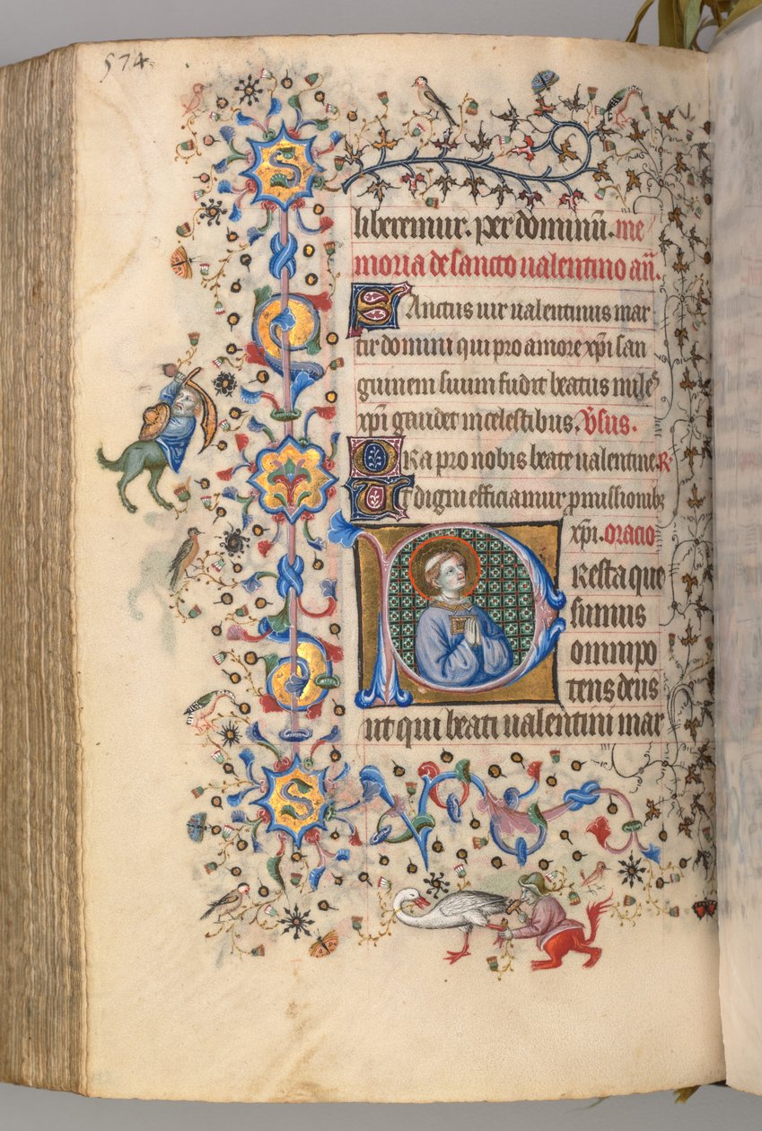 Nemes Károly navarrai király órái 1361-1425, fol. 281v, St. Valentine, c. 1405. alkotó: Master of the Brussels Initials and Associates