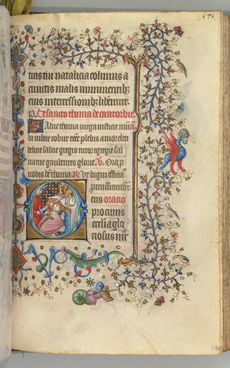 Nemes Károly navarrai király órái 1361-1425, fol. 282r, St. Thomas à Becket, c. 1405. alkotó: Master of the Brussels Initials and Associates