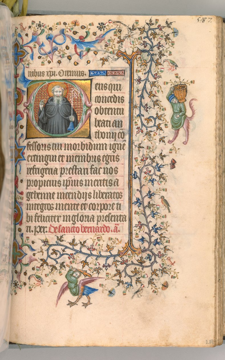 Nemes Károly navarrai király órái 1361-1425, fol. 288r, Szent Antal, c. 1405. alkotó: Master of the Brussels Initials and Associates