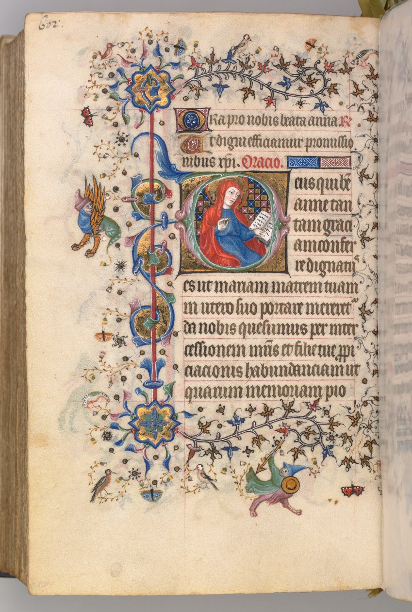 Nemes Károly navarrai király órái 1361-1425, fol. 295v, Szent Anna, c. 1405. alkotó: Master of the Brussels Initials and Associates