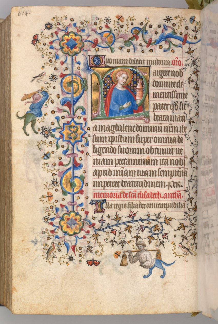Nemes Károly navarrai király órái 1361-1425, fol. 296v, Szent Mária Magdolna, c. 1405. alkotó: Master of the Brussels Initials and Associates