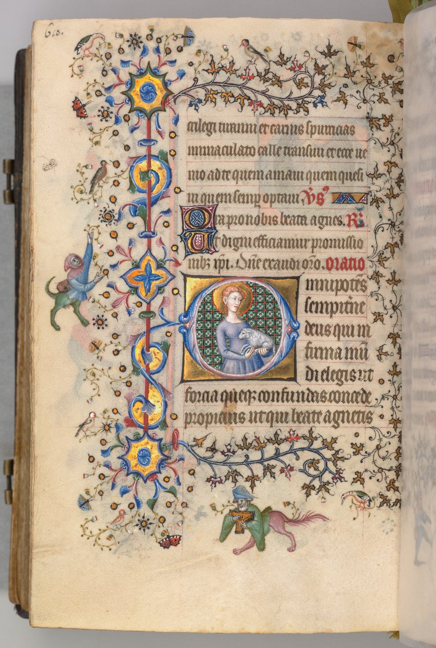 Nemes Károly navarrai király órái 1361-1425, fol. 299v, Szent Ágnes, c. 1405. alkotó: Master of the Brussels Initials and Associates