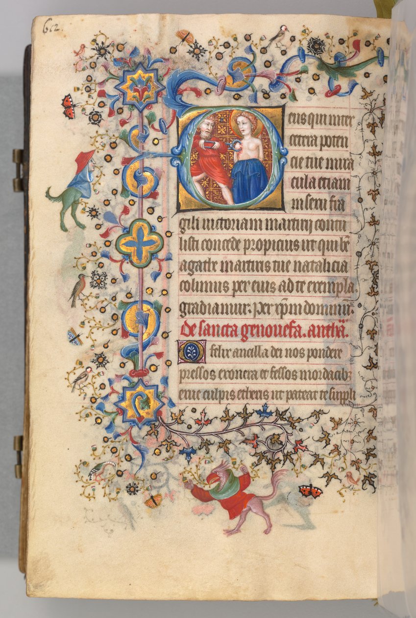 Nemes Károly navarrai király órái 1361-1425, fol. 300v, St. Agatha, c. 1405. alkotó: Master of the Brussels Initials and Associates