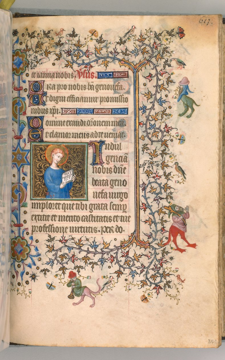 Nemes Károly navarrai király órái 1361-1425, fol. 301r, St. Geneviève, c. 1405. alkotó: Master of the Brussels Initials and Associates