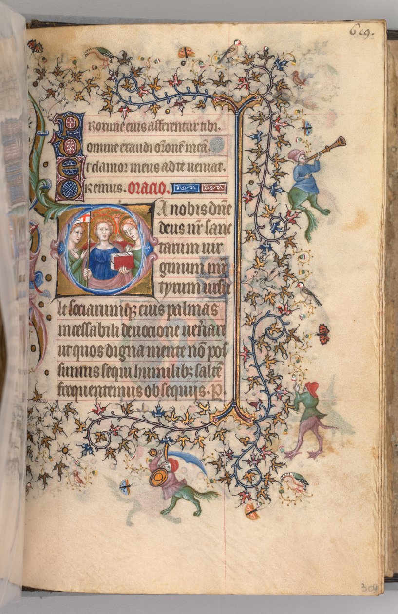 Nemes Károly navarrai király órái 1361-1425, fol. 303r, A szűz mártírok, c. 1405. alkotó: Master of the Brussels Initials and Associates