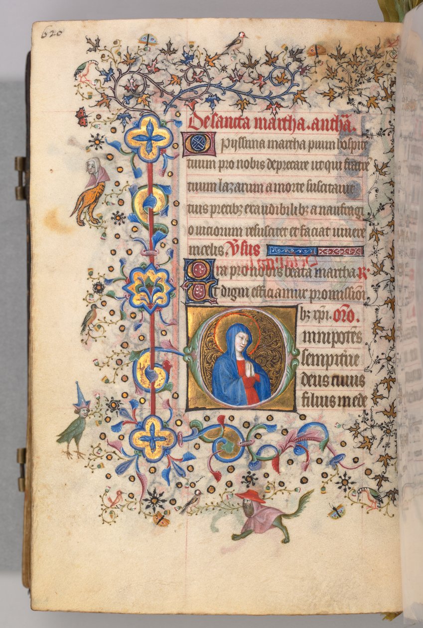 Nemes Károly navarrai király órái 1361-1425, fol. 304v, Szent Márta, c. 1405. alkotó: Master of the Brussels Initials and Associates