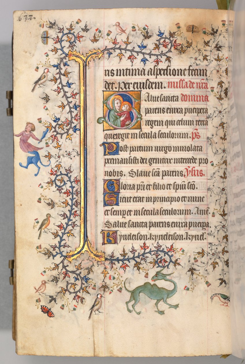 Nemes Károly navarrai király órái 1361-1425, fol. 313v, Szűz és gyermek, c. 1405. alkotó: Master of the Brussels Initials and Associates