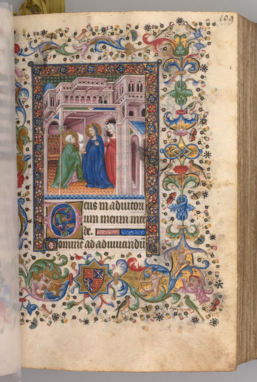 Nemes Károly navarrai király órái 1361-1425: fol. 55r, The Visitation Lauds, c. 1405. alkotó: Master of the Brussels Initials and Associates