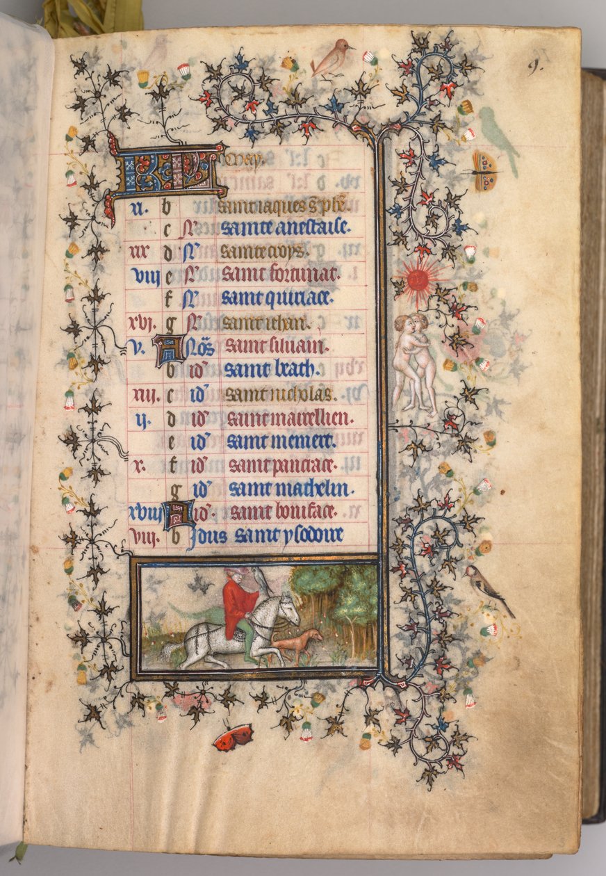 Nemes Károly navarrai király órái 1361-1425: fol. 5r, május, c. 1405. alkotó: Master of the Brussels Initials and Associates