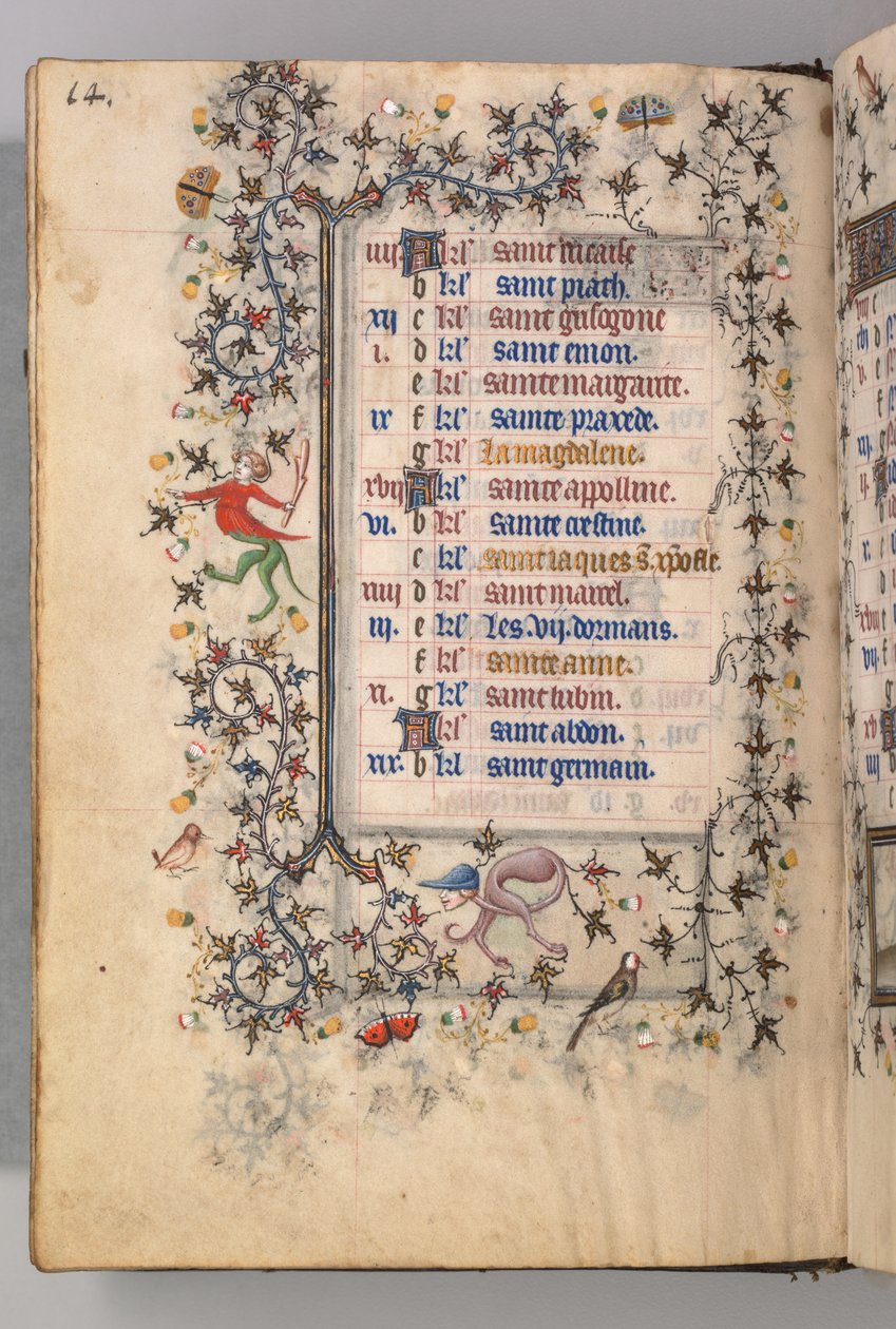 Nemes Károly navarrai király órái 1361-1425: fol. 7v, július, c. 1405. alkotó: Master of the Brussels Initials and Associates